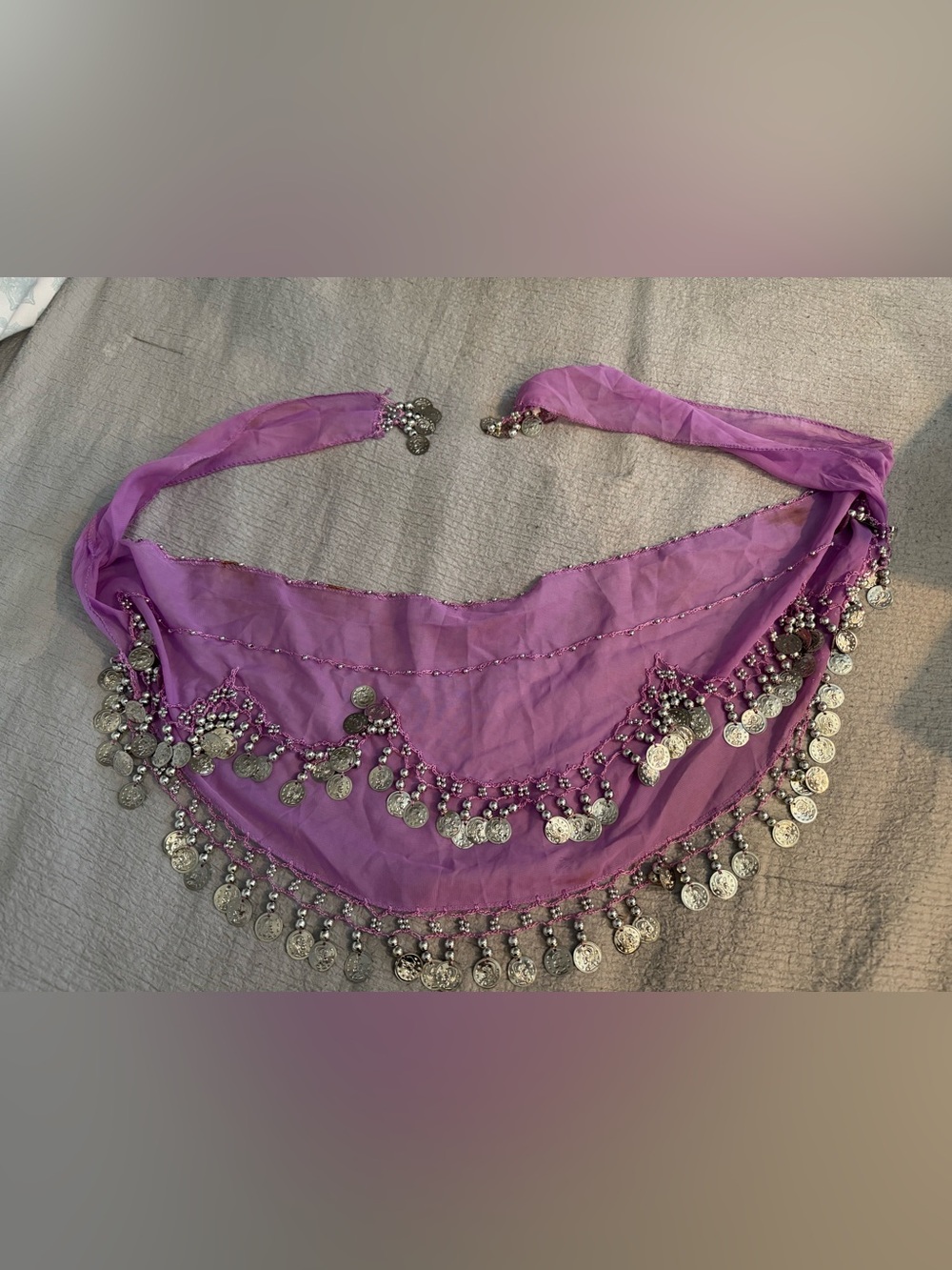 Purple Coin Fringe Belly Dance Hip Scarf